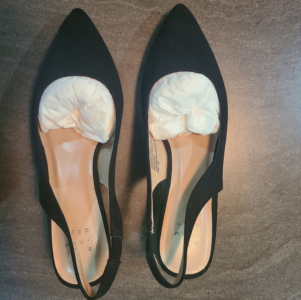 A new day slingback heels, Black, 6.5